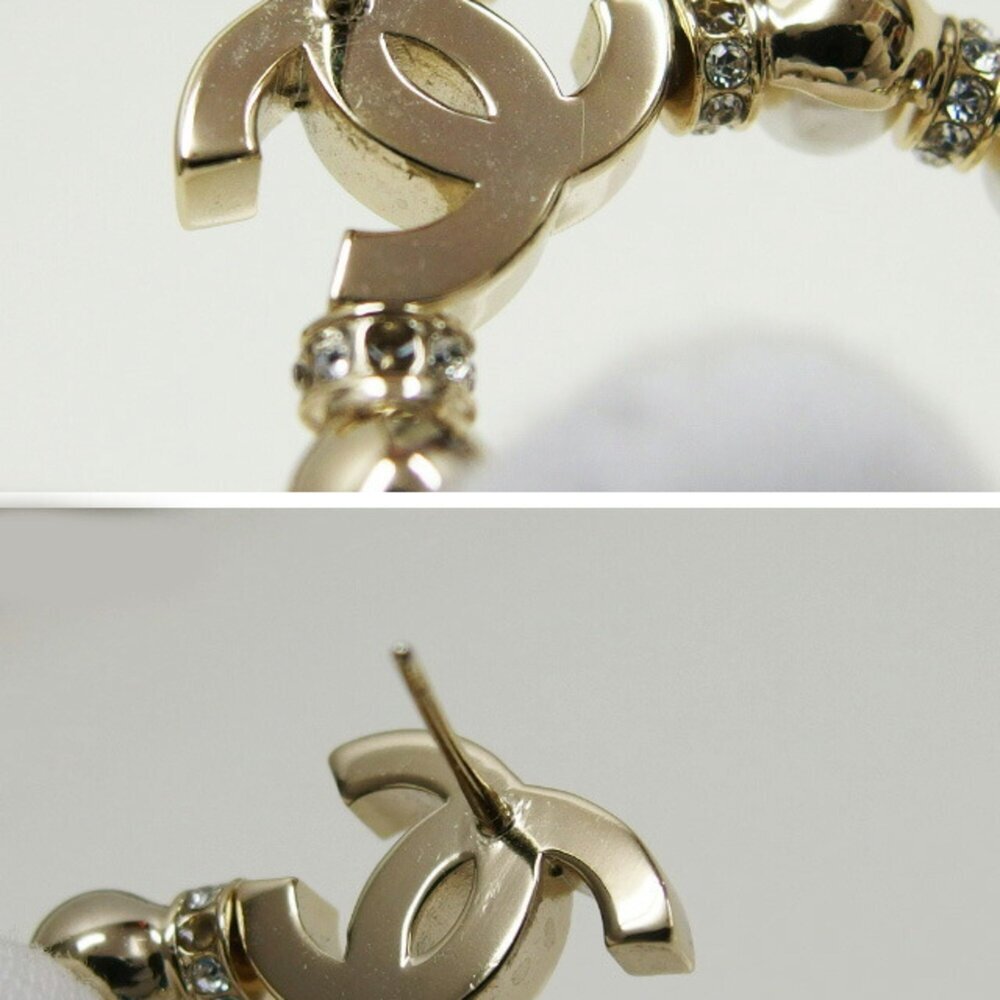 CHANEL Authentic White Pearl Logo Earrings - Picture 7 of 11